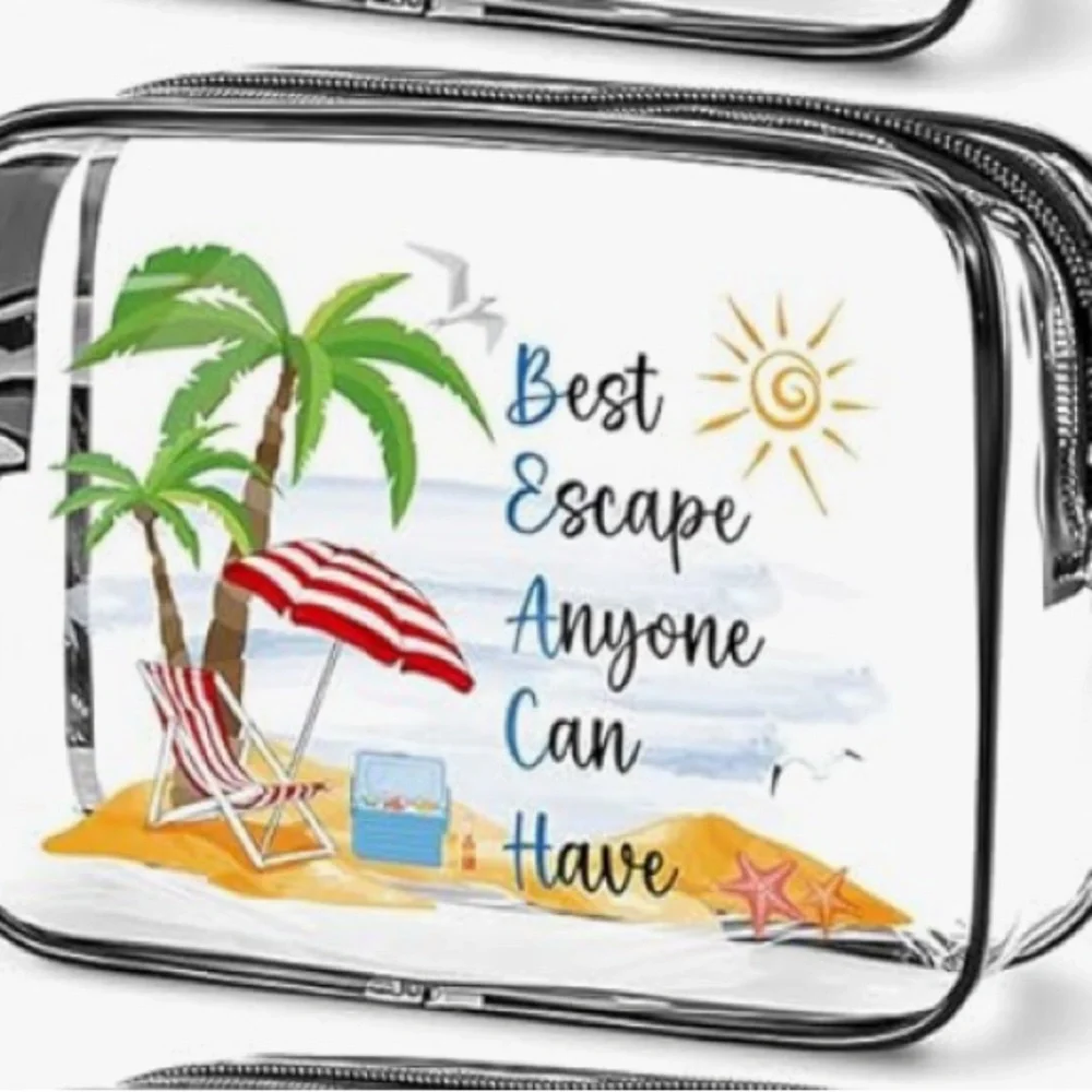 Beach Themed Clear Cosmetic Bag